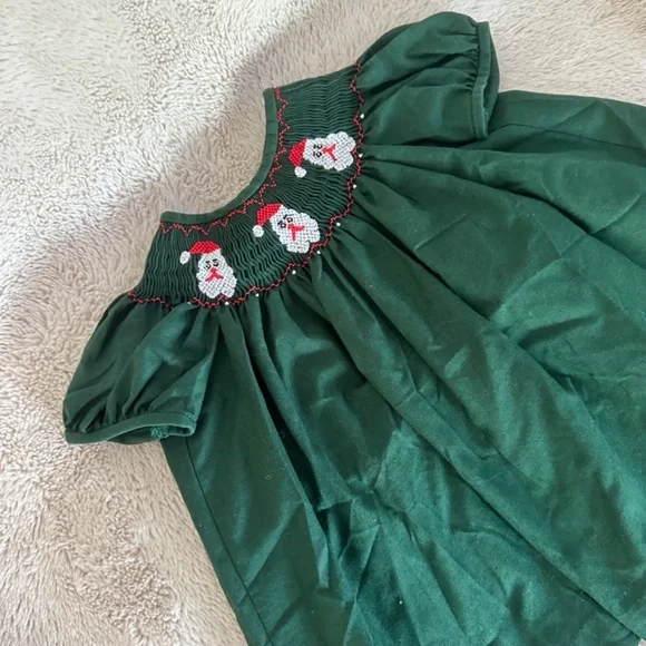 Santa Smocked Babydoll Dress